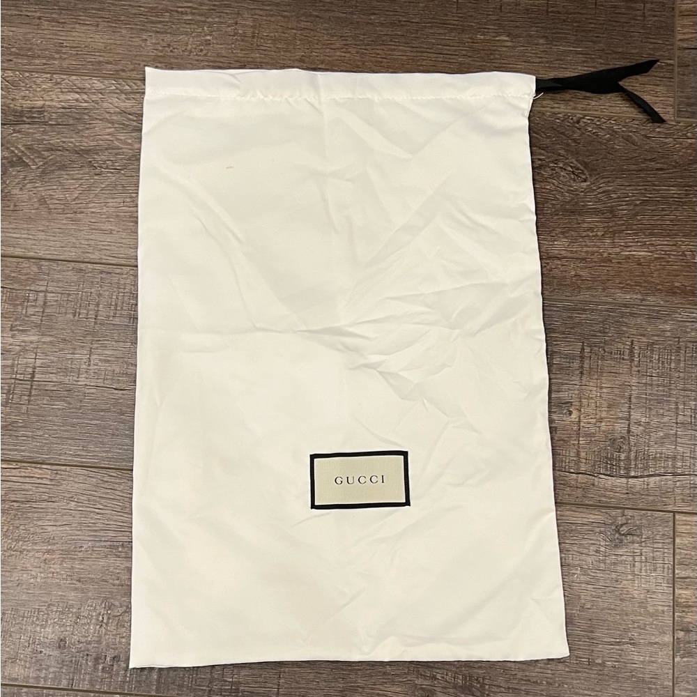 Gucci White Satin Dust Bag with Black Drawstring
